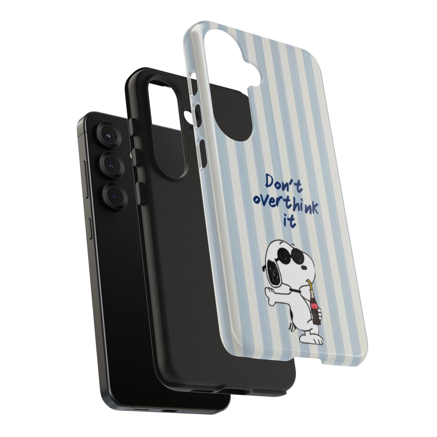 Snoopy "Don't Overthink It" Tough Phone Case — Striped Protective Cover