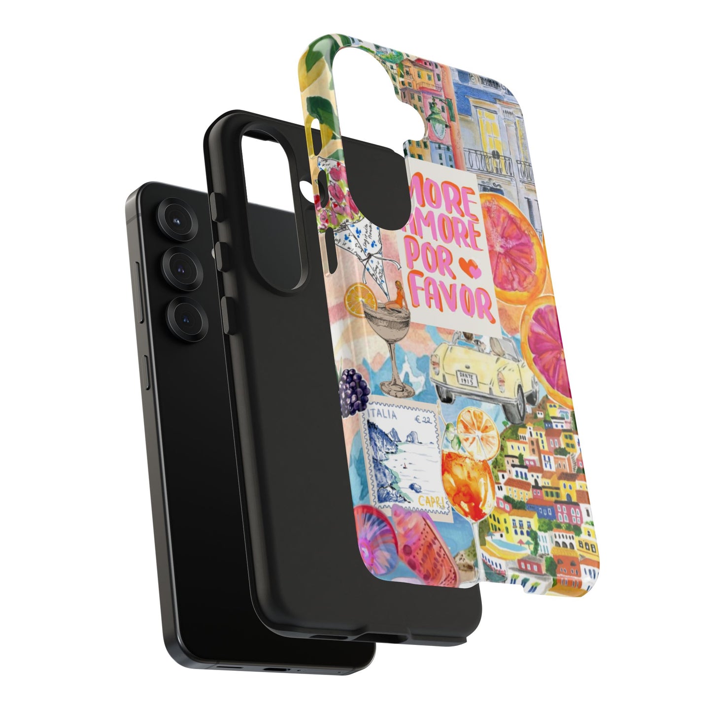 European Summers – Tough Phone Case Tropical Watercolor Citrus & Seashell Design