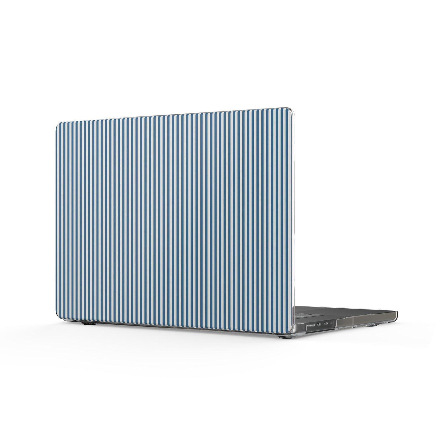 Blue Pinstripe Clear MacBook Case — Slim Protective Laptop Cover