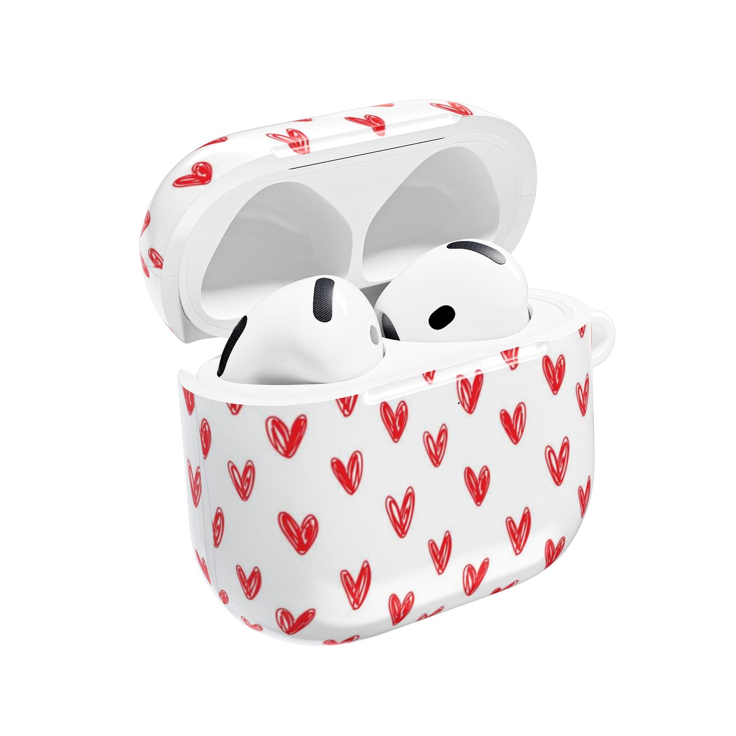 Handdrawn Red Hearts AirPod Case | Cute Heart Pattern AirPods Cover
