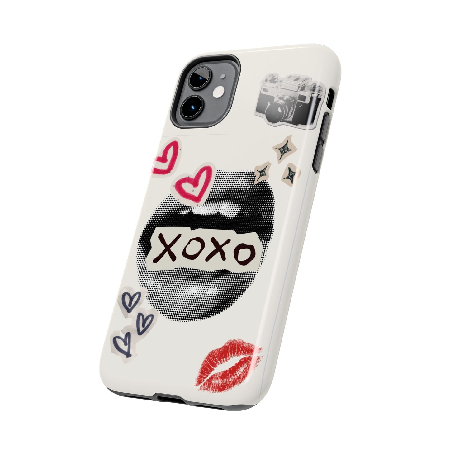 XOXO Lips Phone Case | Retro Pop Art Camera & Hearts