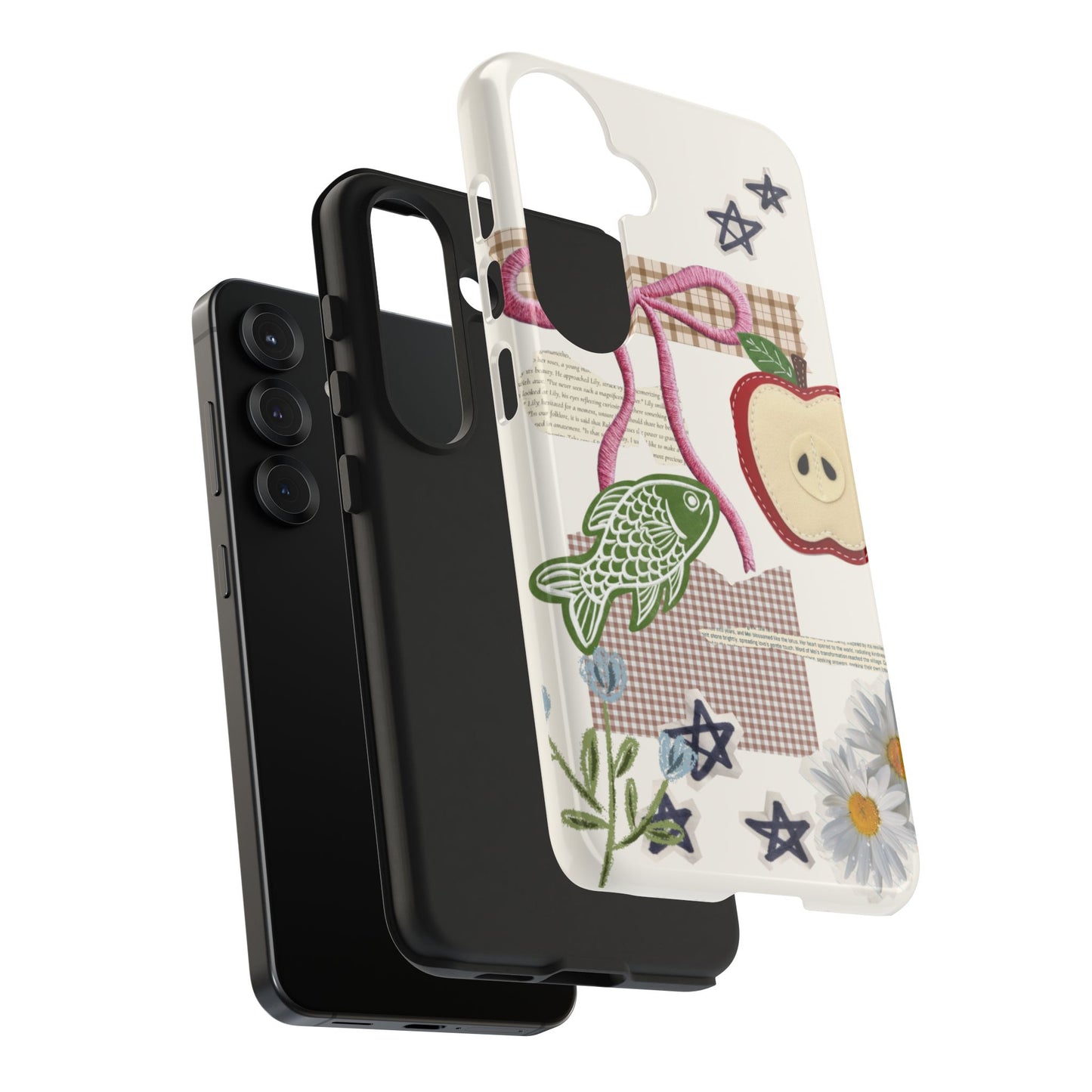 Spring Fling — Collage of Flowers Stars Fruit Fish Newspaper Cream Phone Case