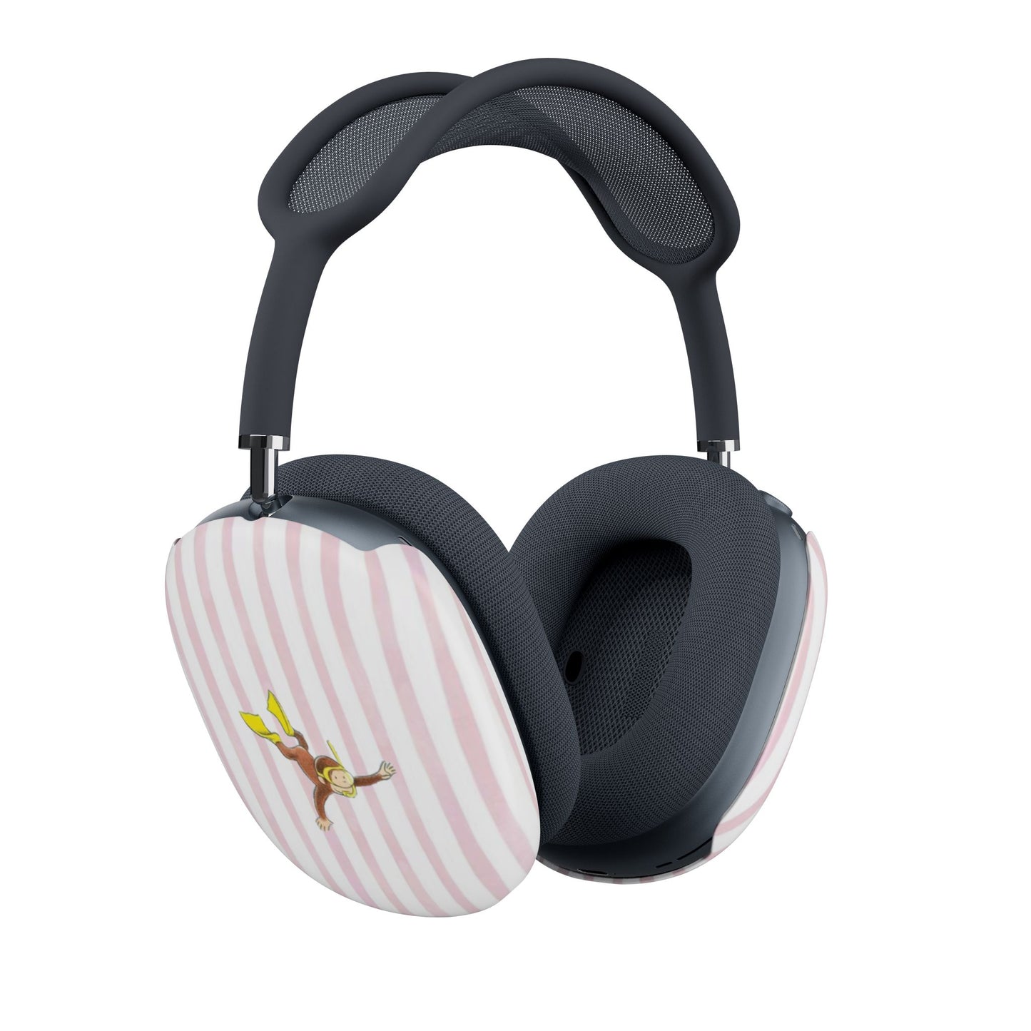 Swimming Curious George – Pink Striped Monkey AirPods Max Case
