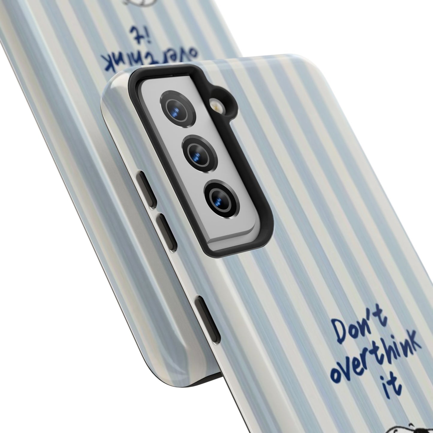 Snoopy "Don't Overthink It" Tough Phone Case — Striped Protective Cover
