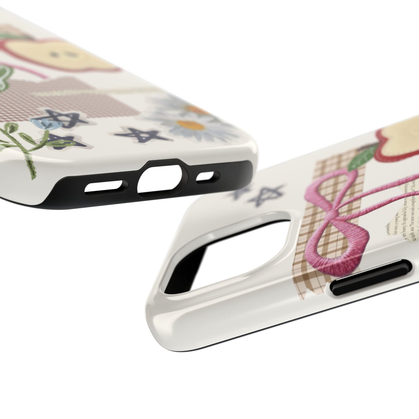 Spring Fling — Collage of Flowers Stars Fruit Fish Newspaper Cream Phone Case