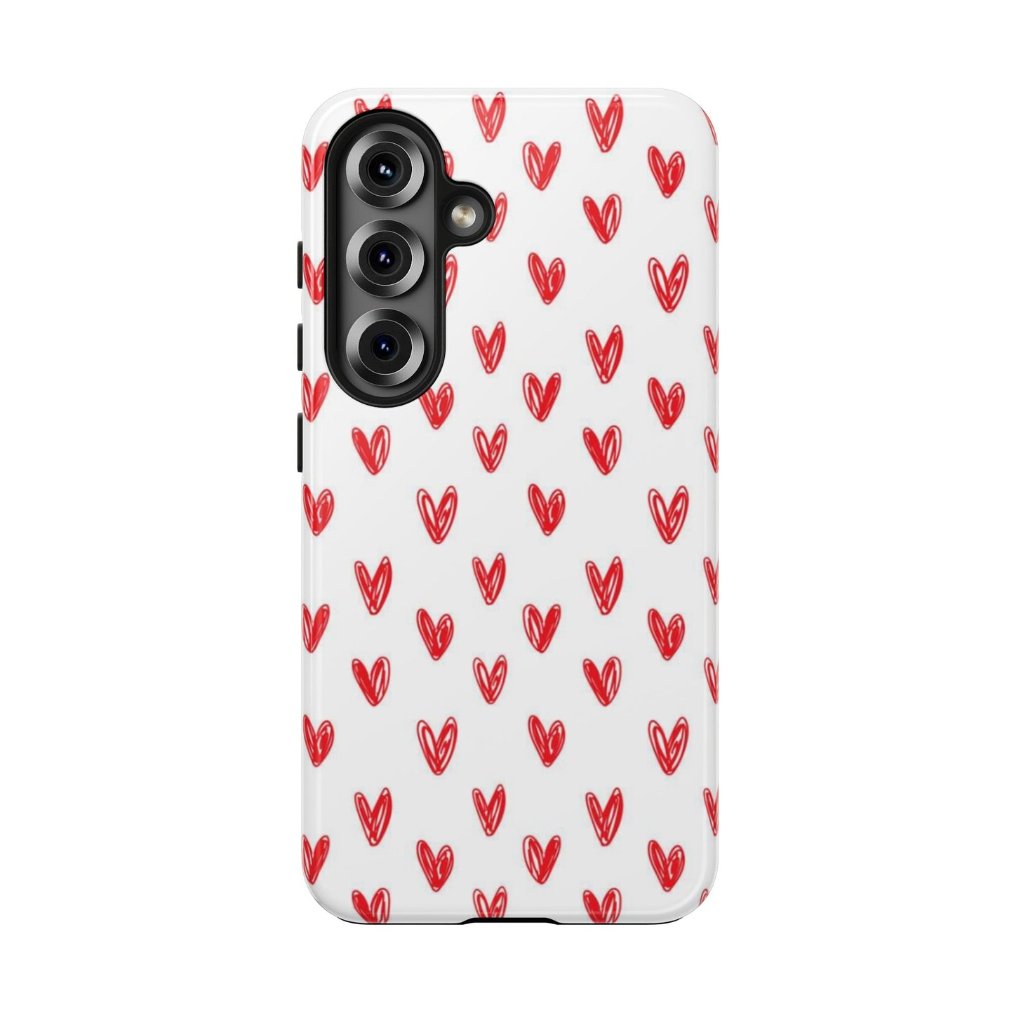Love Notes | Red Hand-Drawn Hearts Phone Case Tough Phone Case