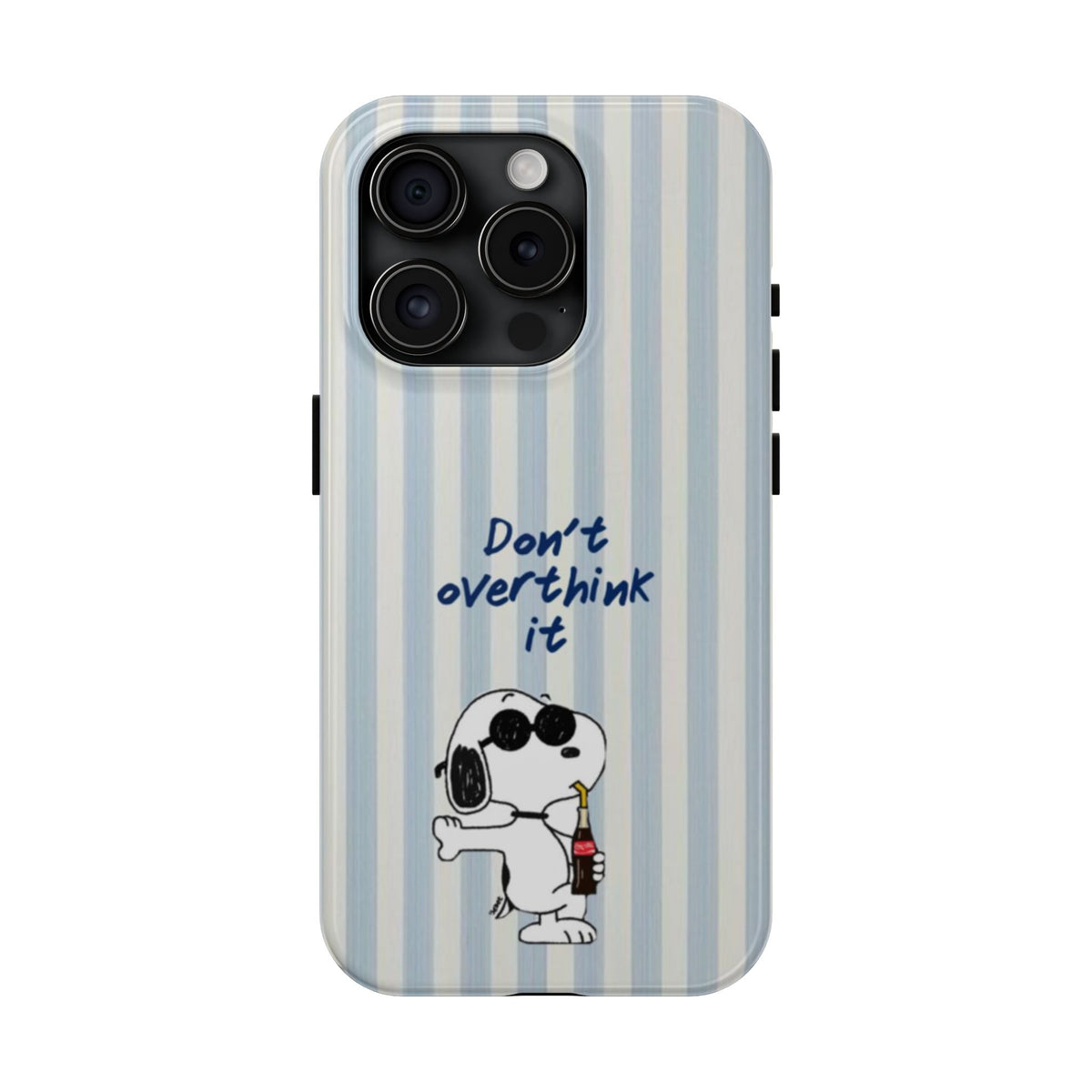 Snoopy "Don't Overthink It" Tough Phone Case — Striped Protective Cover