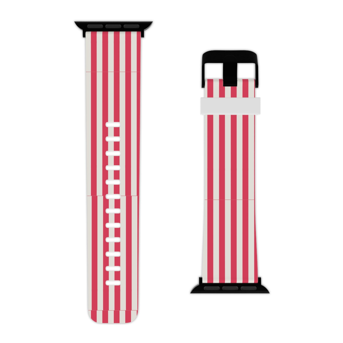Striped Red & White Apple Watch Band —