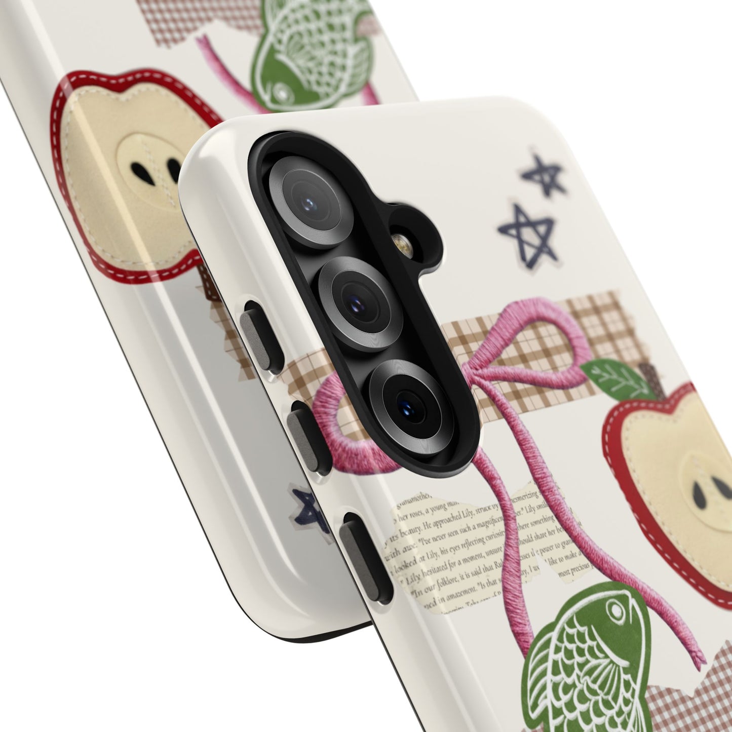 Spring Fling — Collage of Flowers Stars Fruit Fish Newspaper Cream Phone Case