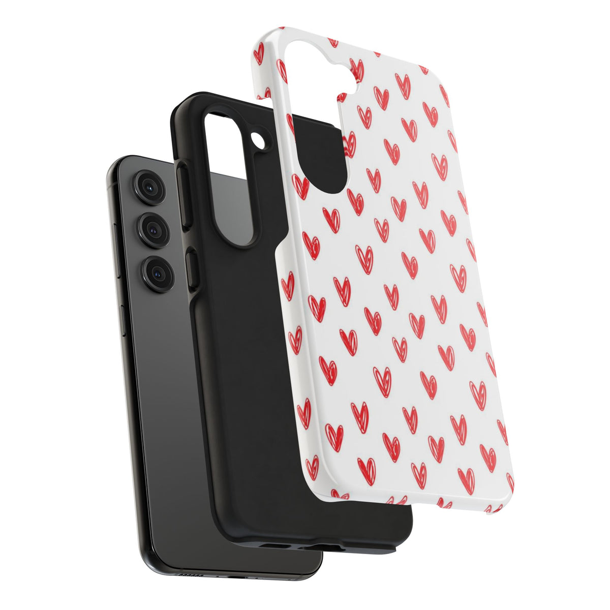 Love Notes | Red Hand-Drawn Hearts Phone Case Tough Phone Case