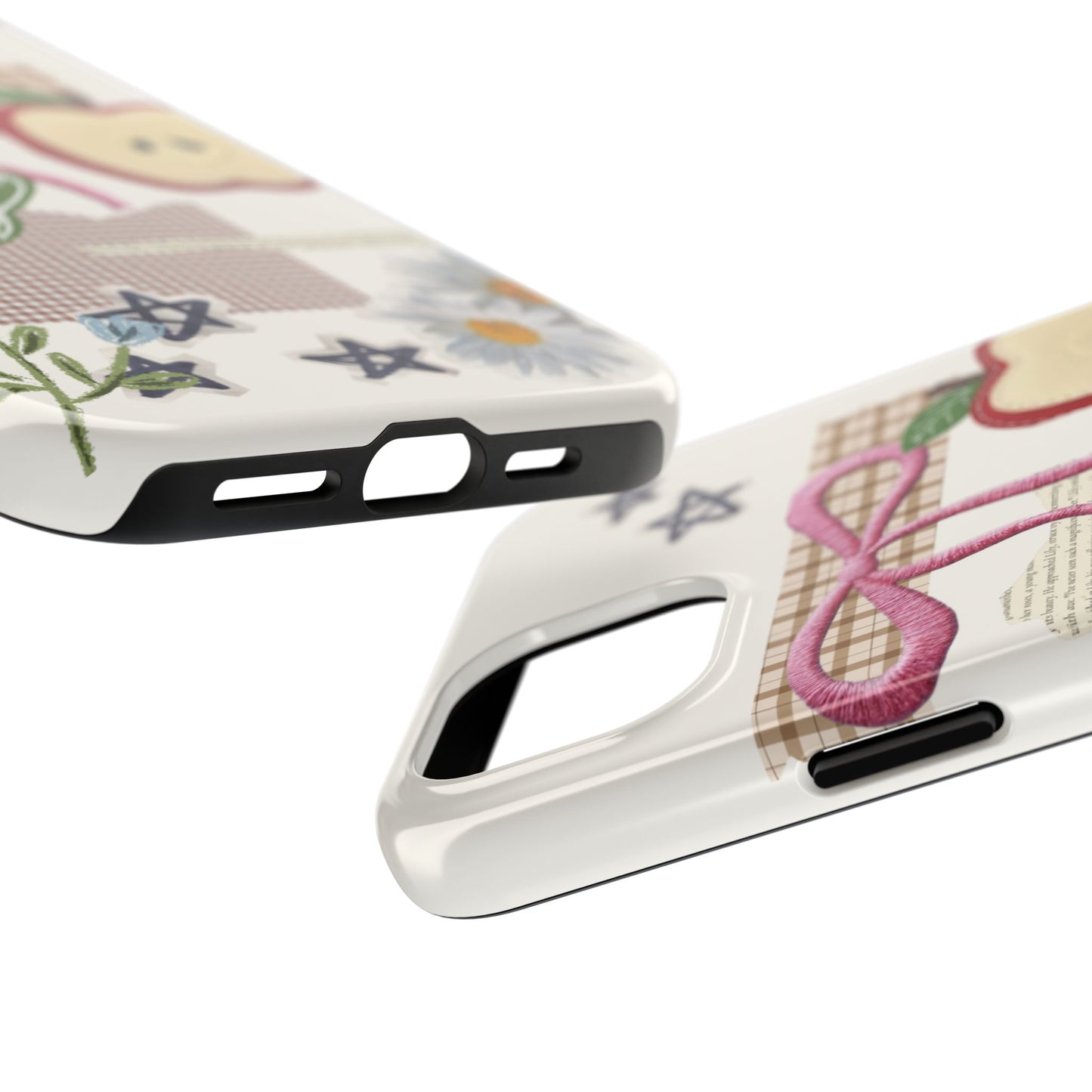 Spring Fling — Collage of Flowers Stars Fruit Fish Newspaper Cream Phone Case