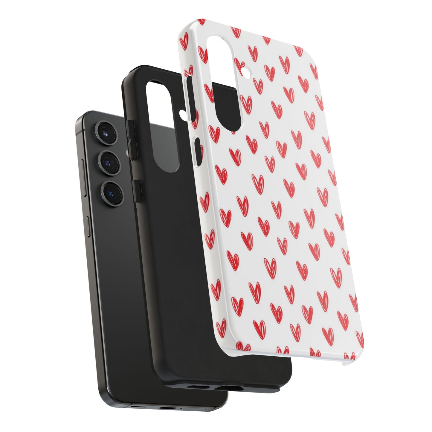 Love Notes | Red Hand-Drawn Hearts Phone Case Tough Phone Case