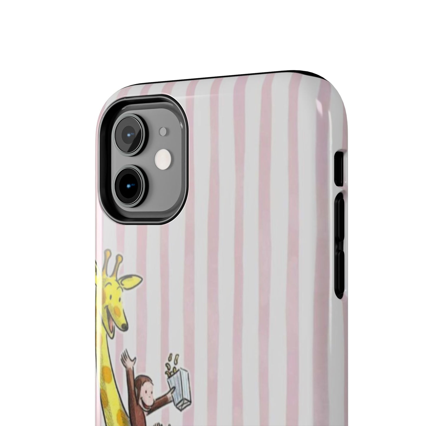 Curious George and Giraffe — Giraffe & Monkey Phone Case Cute Pink Striped Tough Case