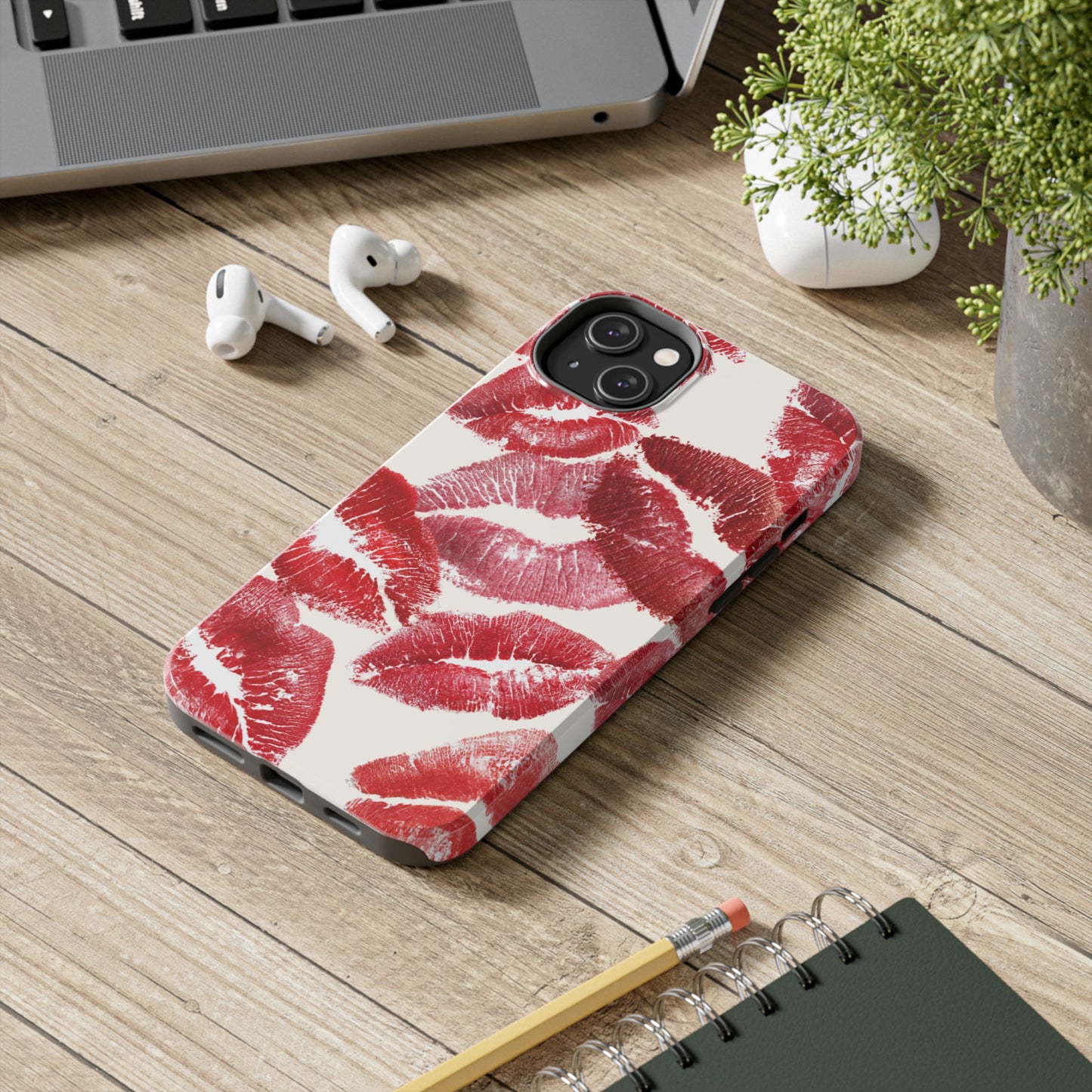 Red Lipstick Kiss Pattern Phone Case | Tough Phone Case
