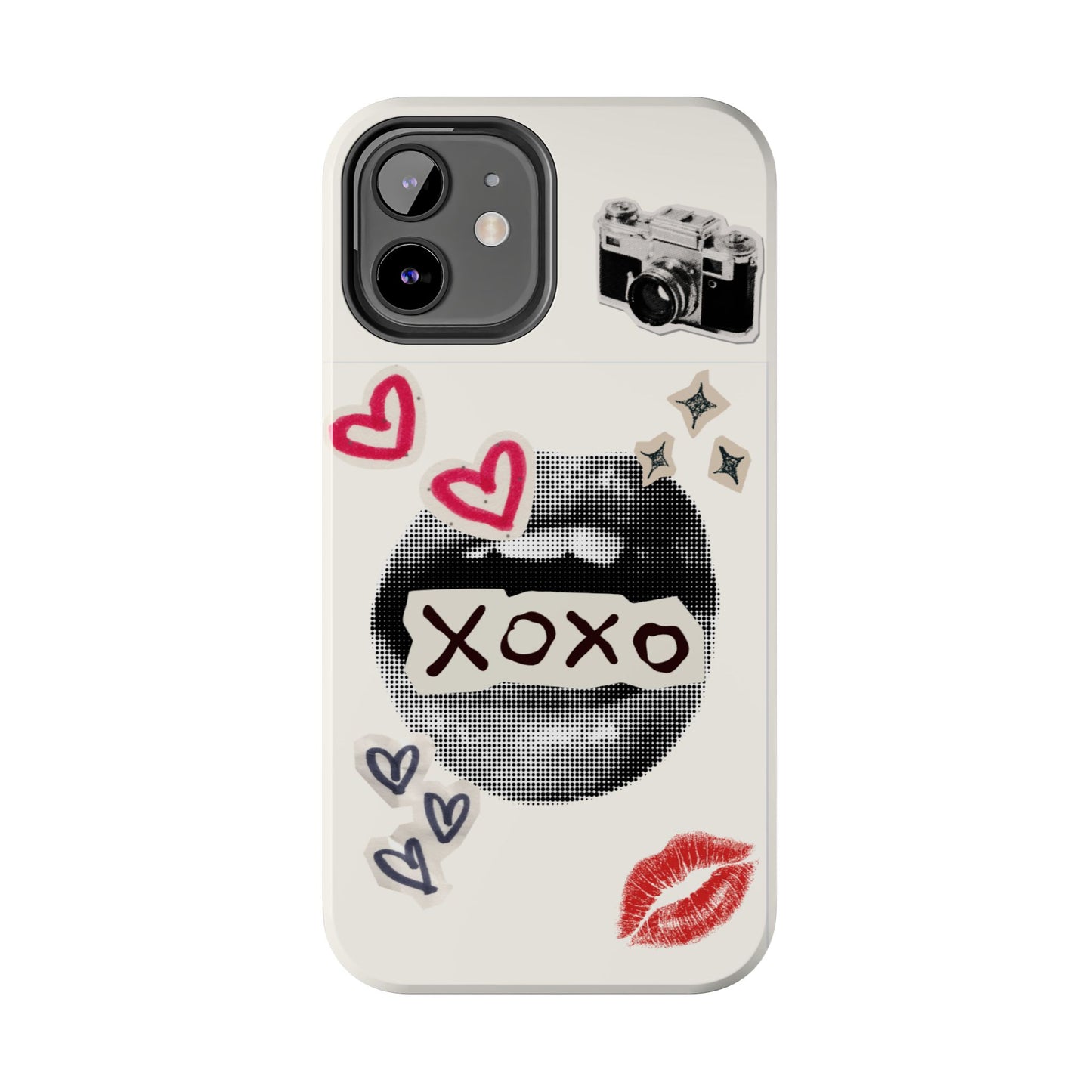 XOXO Lips Phone Case | Retro Pop Art Camera & Hearts