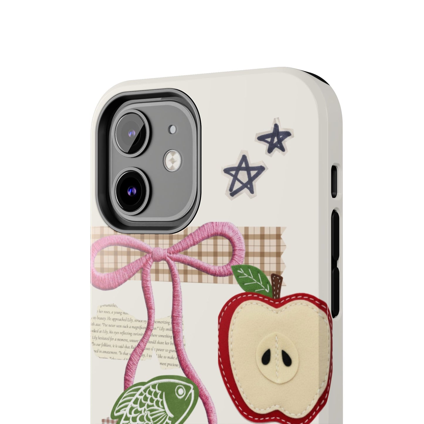 Spring Fling — Collage of Flowers Stars Fruit Fish Newspaper Cream Phone Case