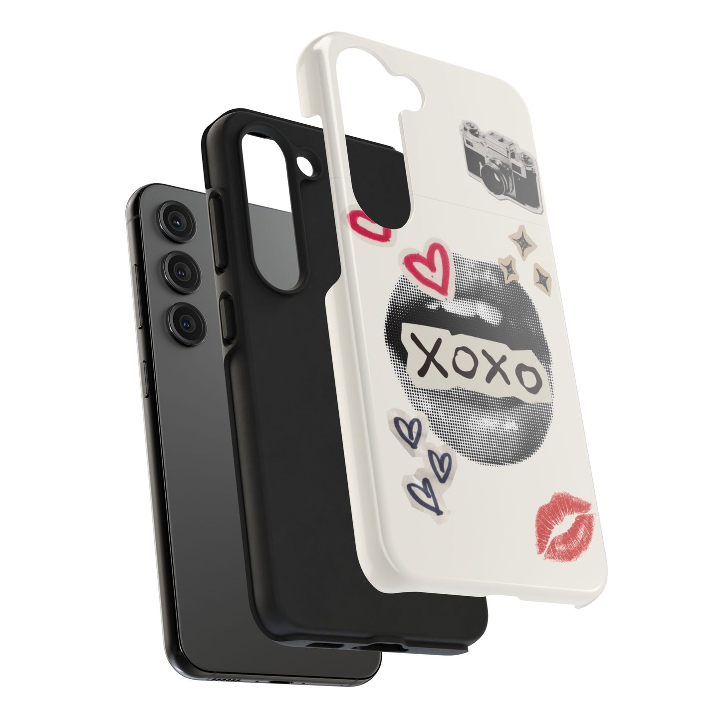 XOXO Lips Phone Case | Retro Pop Art Camera & Hearts
