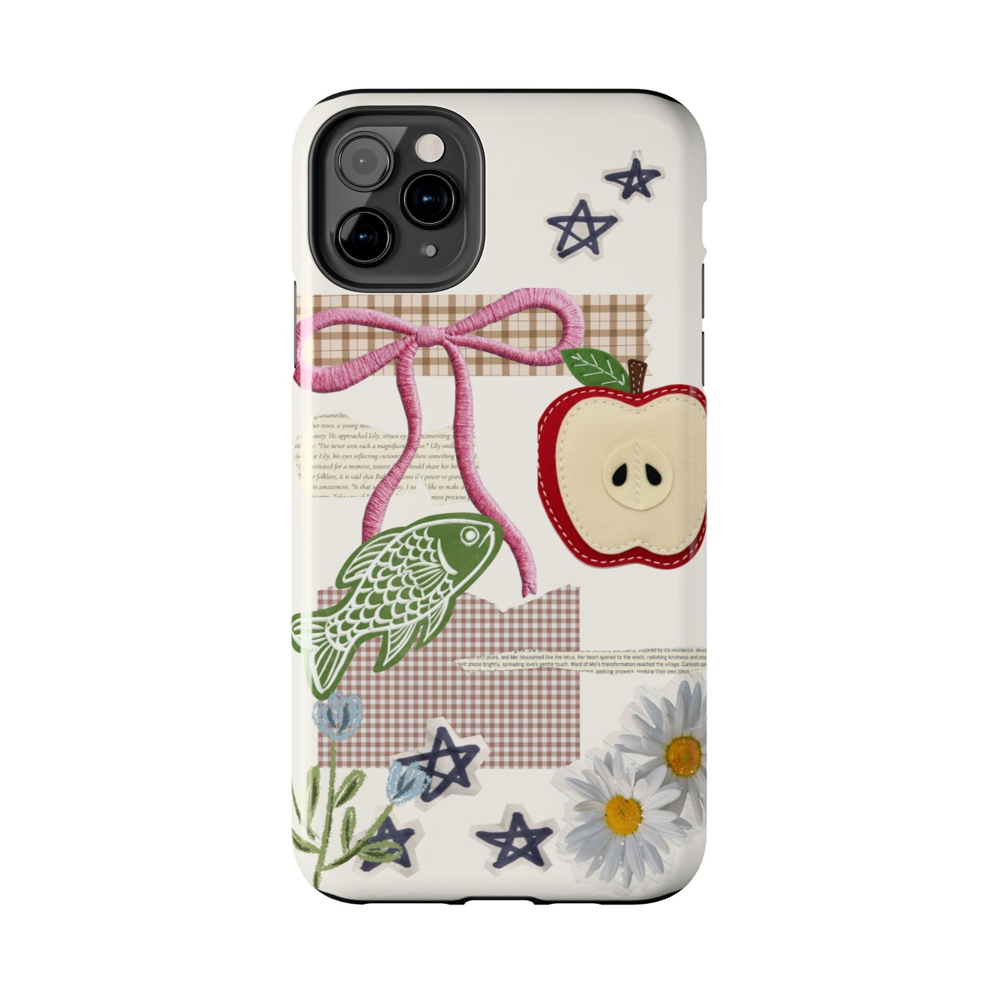 Spring Fling — Collage of Flowers Stars Fruit Fish Newspaper Cream Phone Case