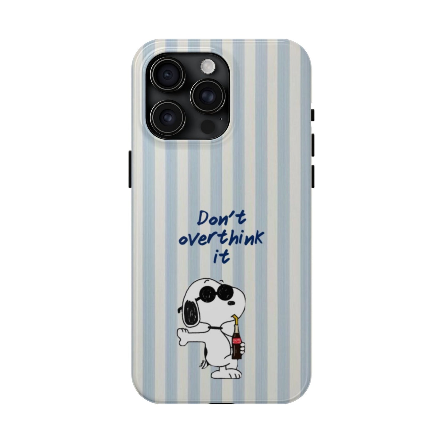 Snoopy "Don't Overthink It" Tough Phone Case — Striped Protective Cover