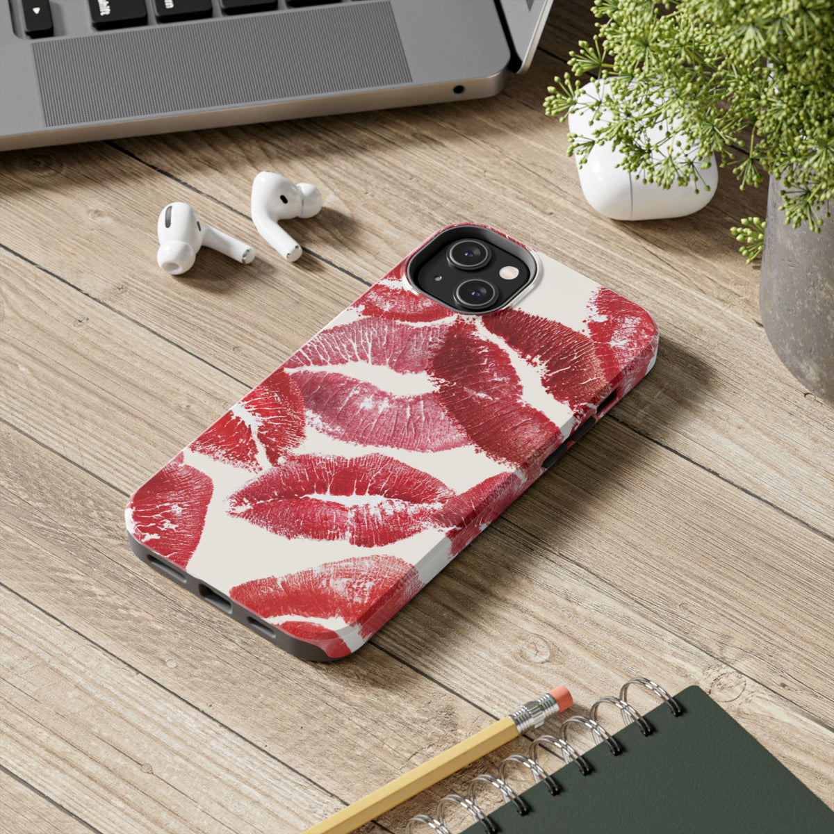 Red Lipstick Kiss Pattern Phone Case | Tough Phone Case