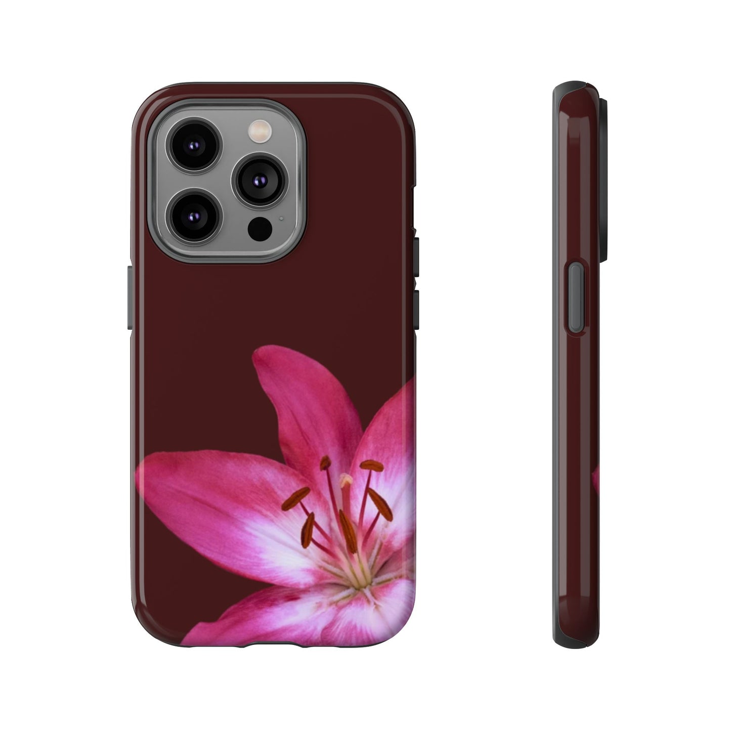 Burgundy Lily Floral – Phone Case Tough Case