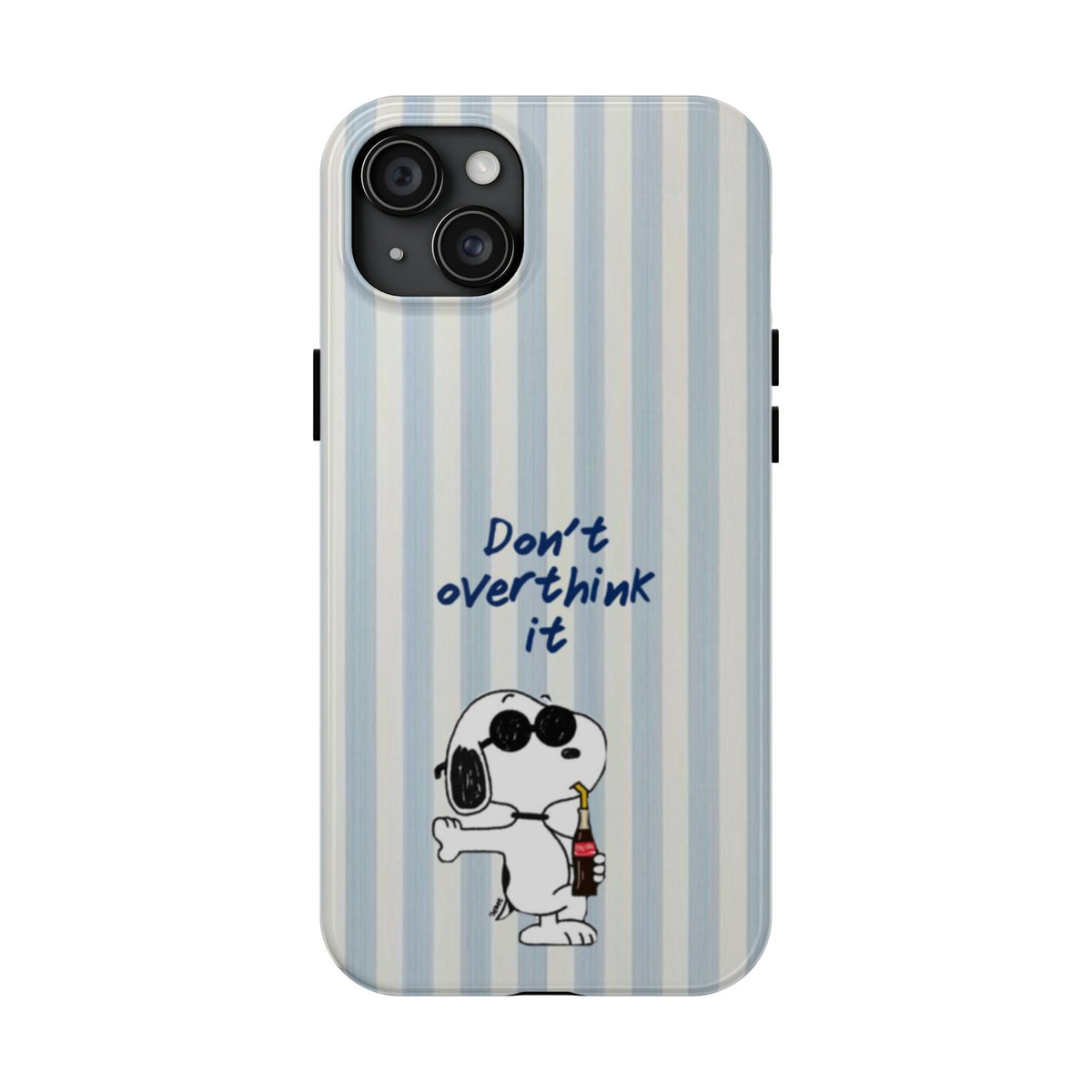 Snoopy "Don't Overthink It" Tough Phone Case — Striped Protective Cover