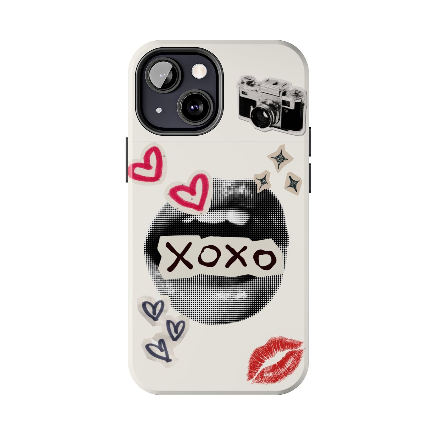 XOXO Lips Phone Case | Retro Pop Art Camera & Hearts