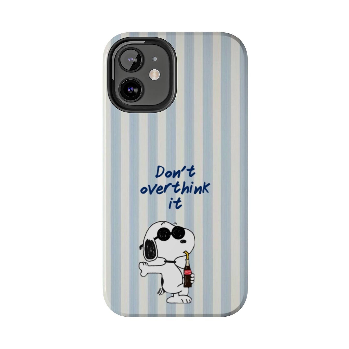 Snoopy "Don't Overthink It" Tough Phone Case — Striped Protective Cover