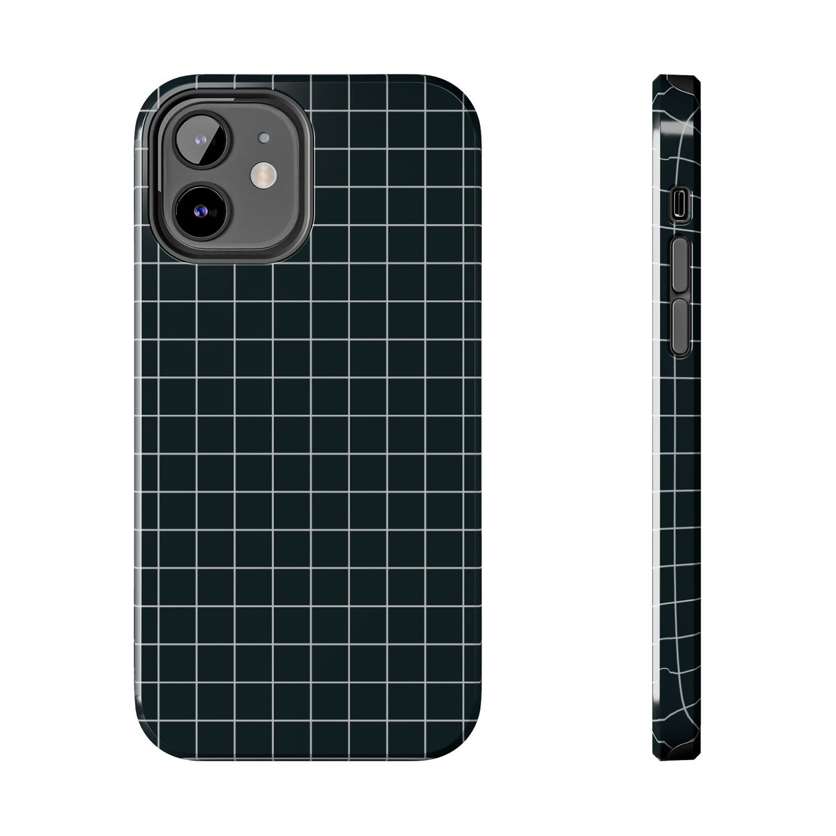 Black White Minimalist  Grid Pattern  —  Tough Phone Case