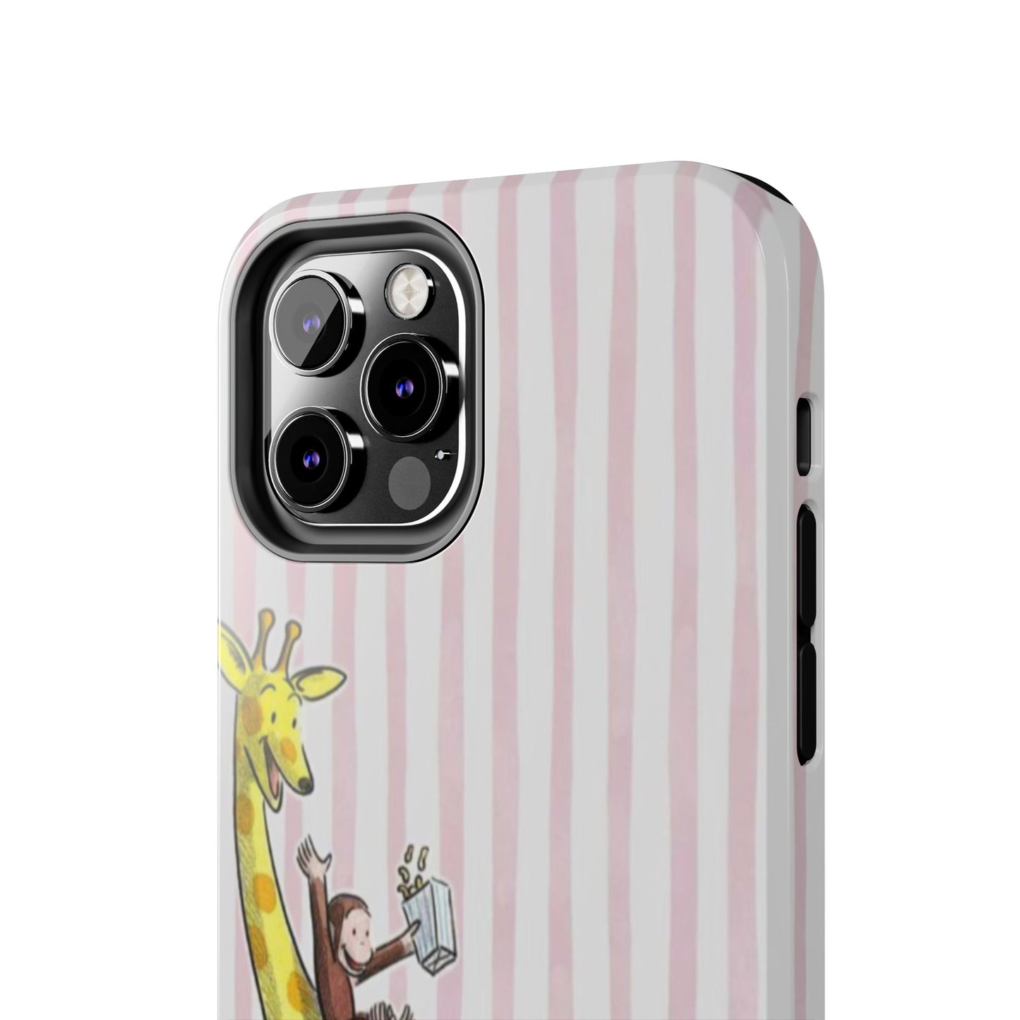 Curious George and Giraffe — Giraffe & Monkey Phone Case Cute Pink Striped Tough Case