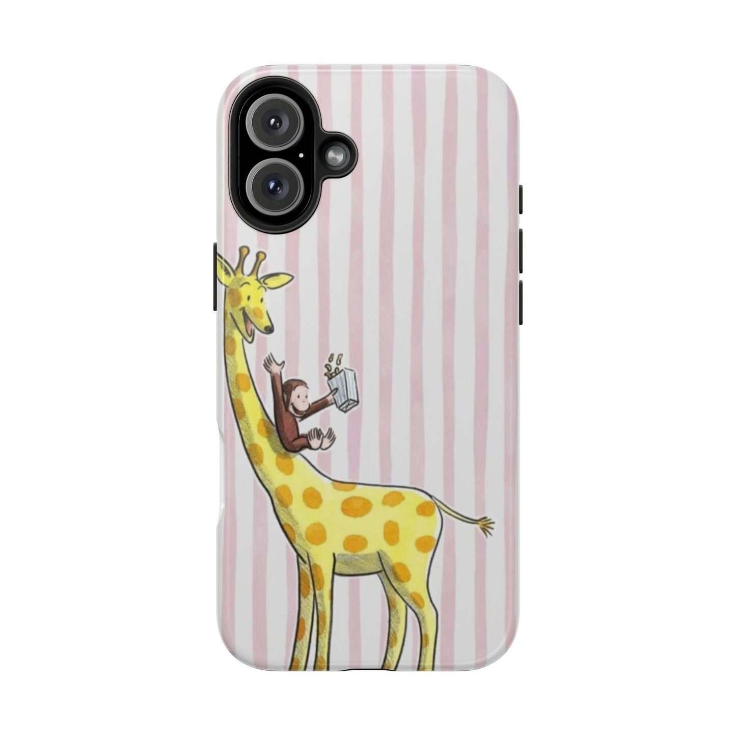 Curious George and Giraffe — Giraffe & Monkey Phone Case Cute Pink Striped Tough Case