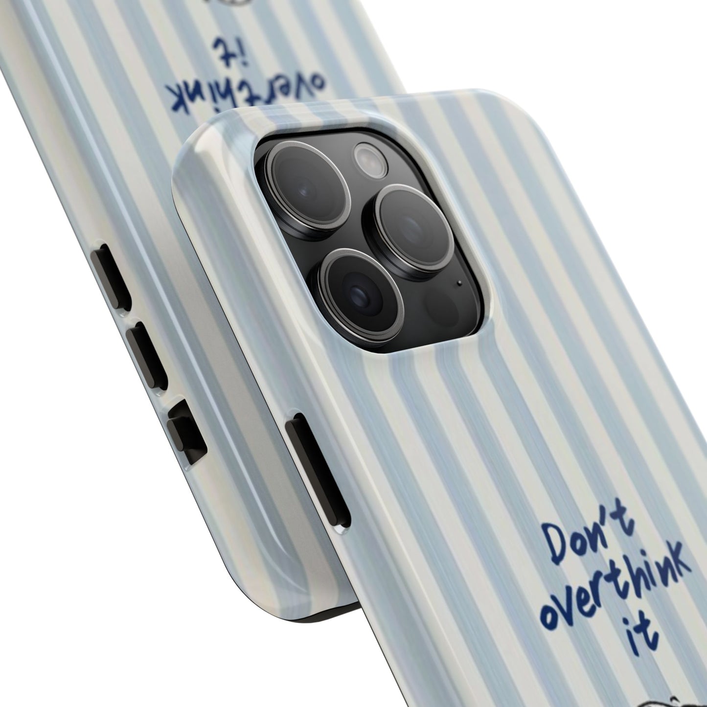 Snoopy "Don't Overthink It" Tough Phone Case — Striped Protective Cover