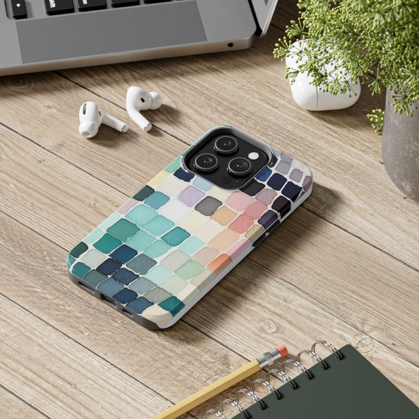 Watercolor —  Abstract Mosaic Tough Phone Case Pastel Tile Protective Cover