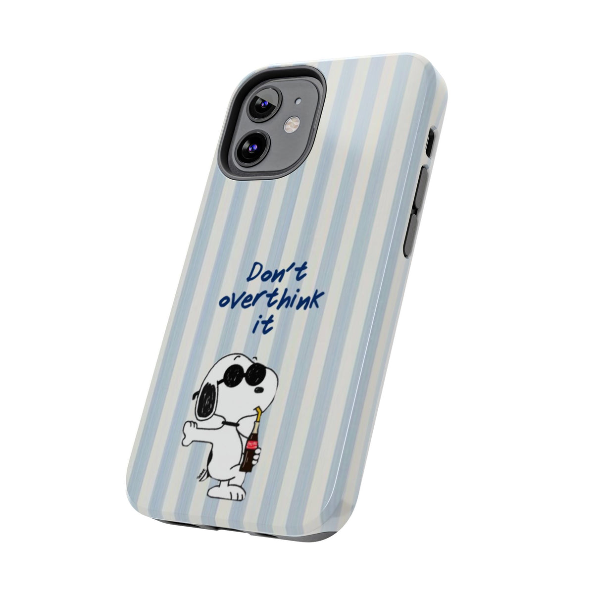 Snoopy "Don't Overthink It" Tough Phone Case — Striped Protective Cover