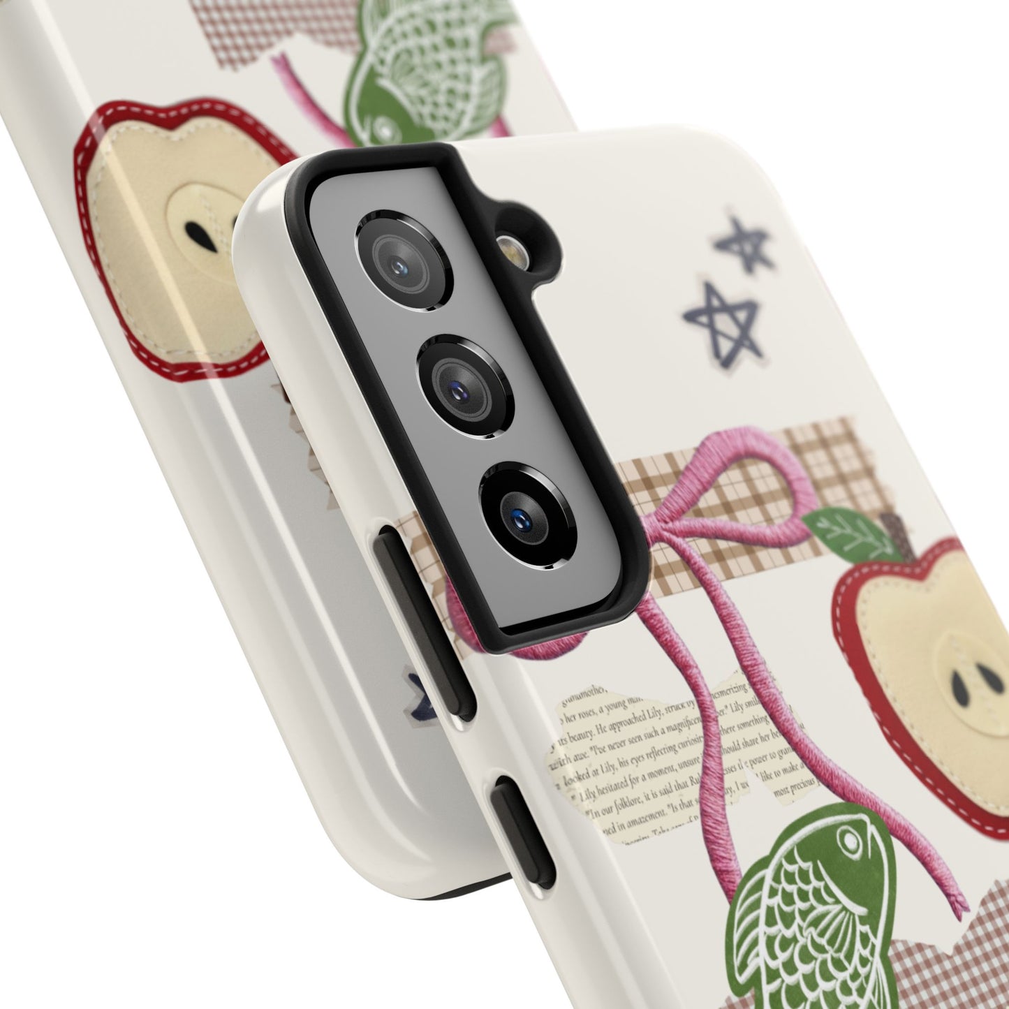 Spring Fling — Collage of Flowers Stars Fruit Fish Newspaper Cream Phone Case