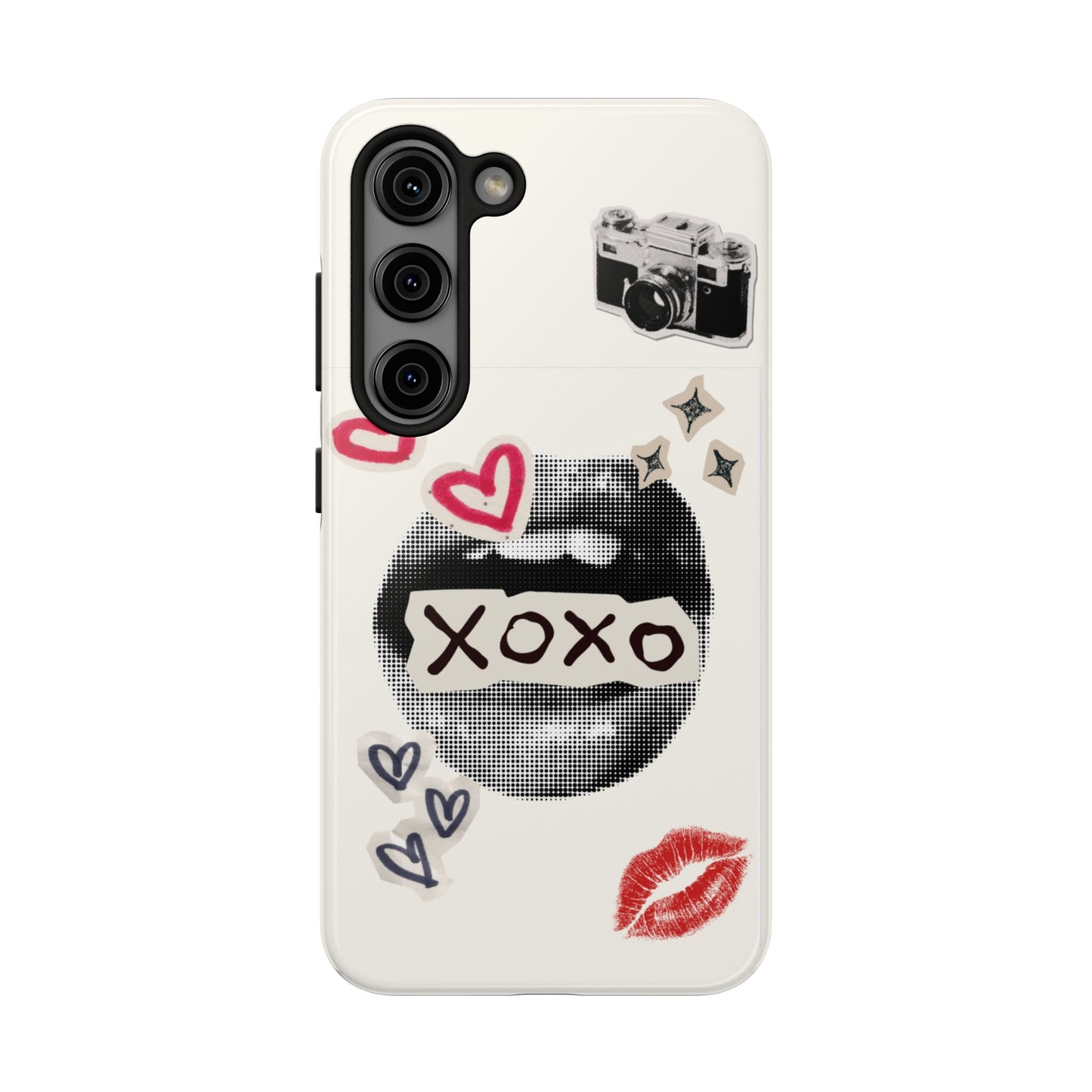 XOXO Lips Phone Case | Retro Pop Art Camera & Hearts