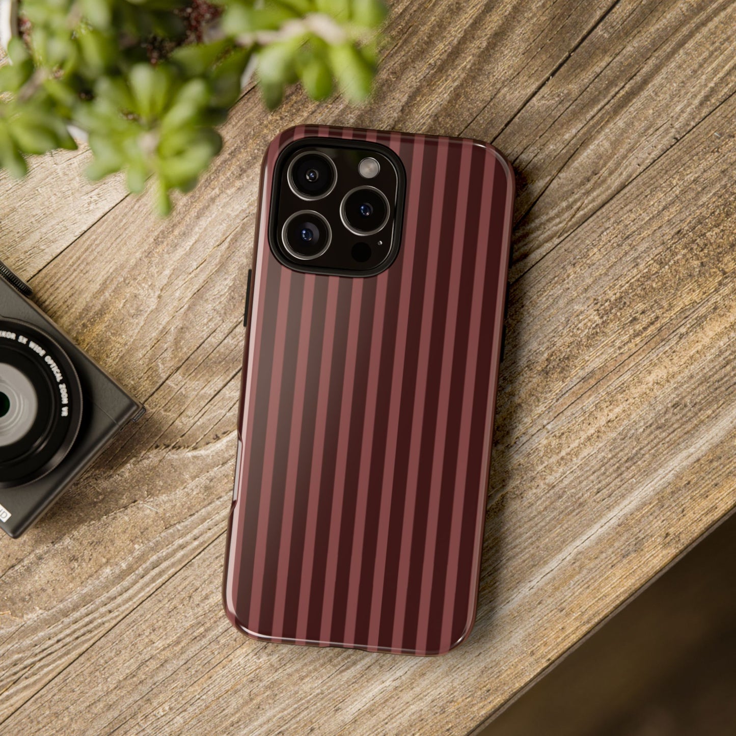 Striped Double Burgundy  — Tough Phone Case
