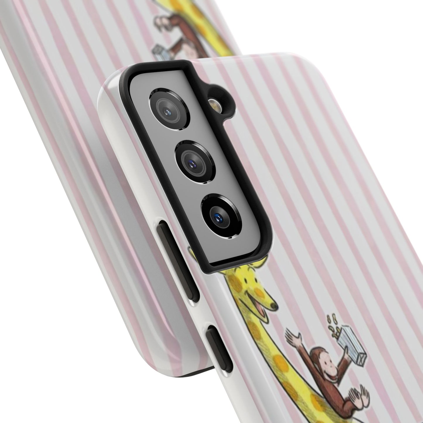 Curious George and Giraffe — Giraffe & Monkey Phone Case Cute Pink Striped Tough Case