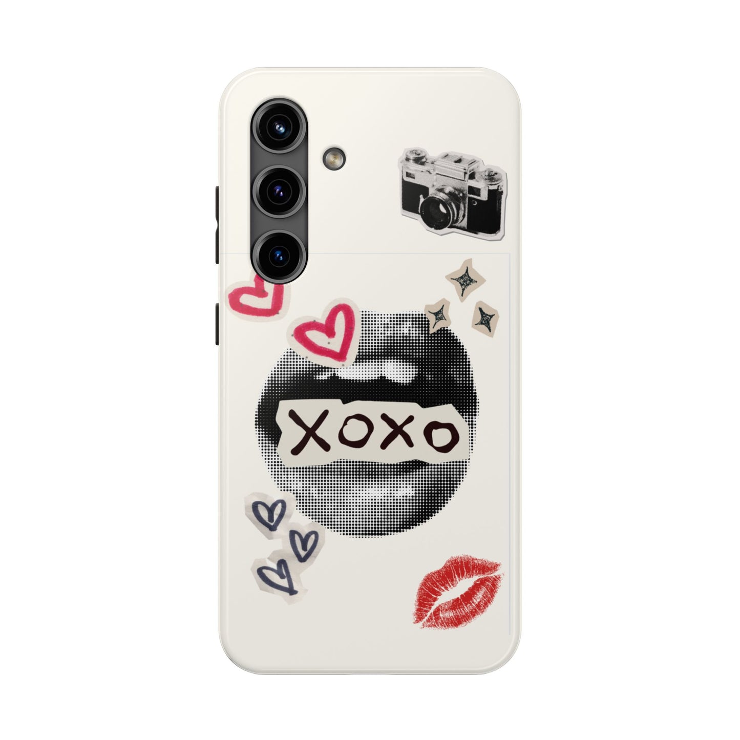XOXO Lips Phone Case | Retro Pop Art Camera & Hearts