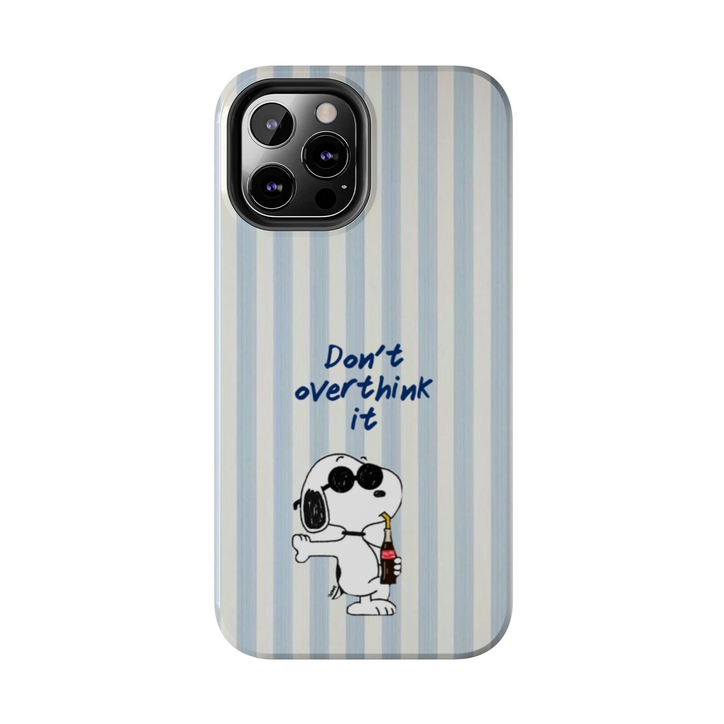 Snoopy "Don't Overthink It" Tough Phone Case — Striped Protective Cover