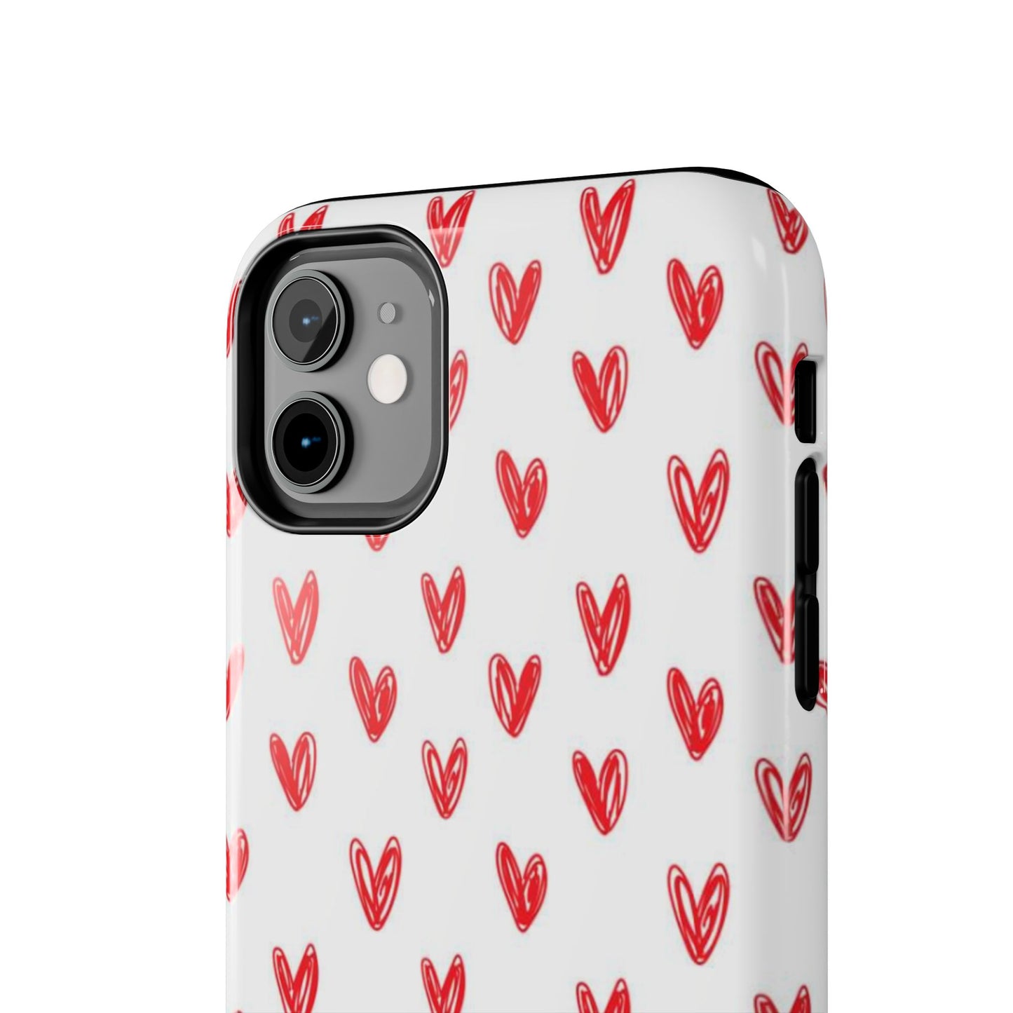 Love Notes | Red Hand-Drawn Hearts Phone Case Tough Phone Case