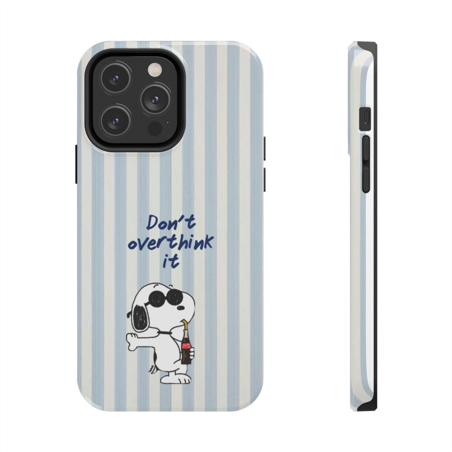 Snoopy "Don't Overthink It" Tough Phone Case — Striped Protective Cover