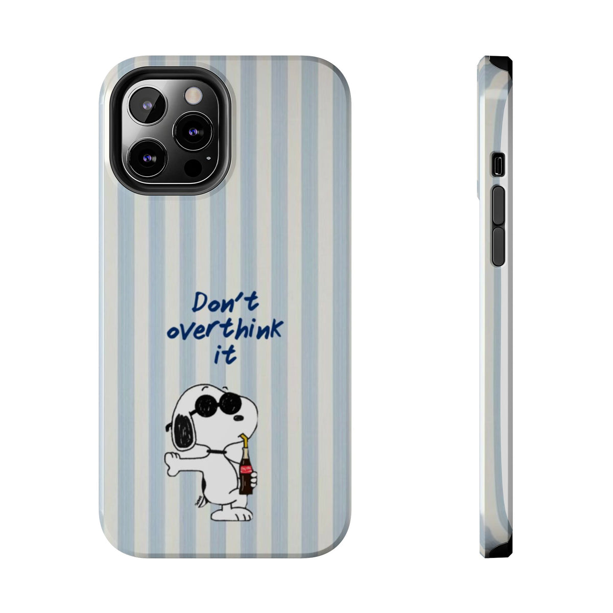 Snoopy "Don't Overthink It" Tough Phone Case — Striped Protective Cover