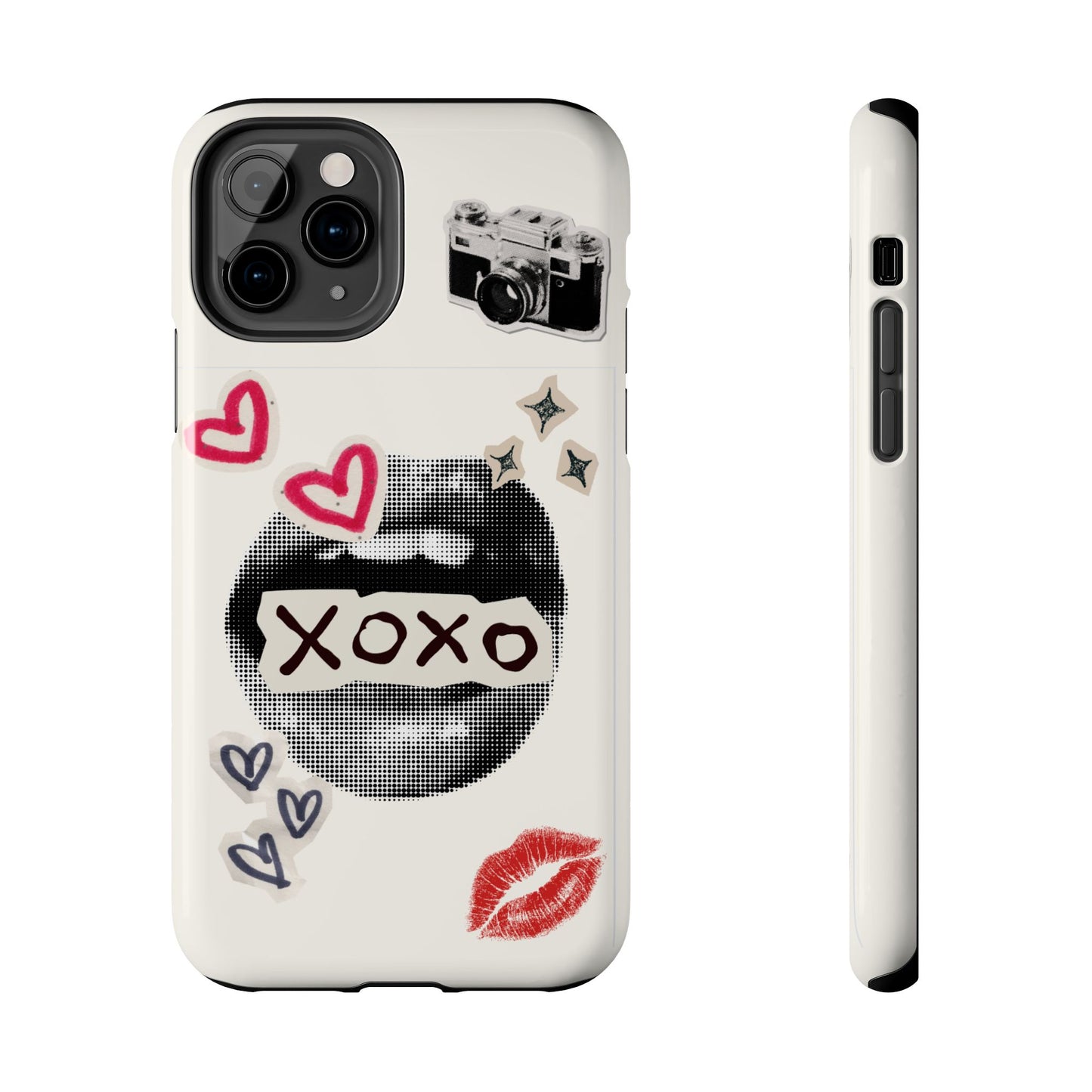XOXO Lips Phone Case | Retro Pop Art Camera & Hearts