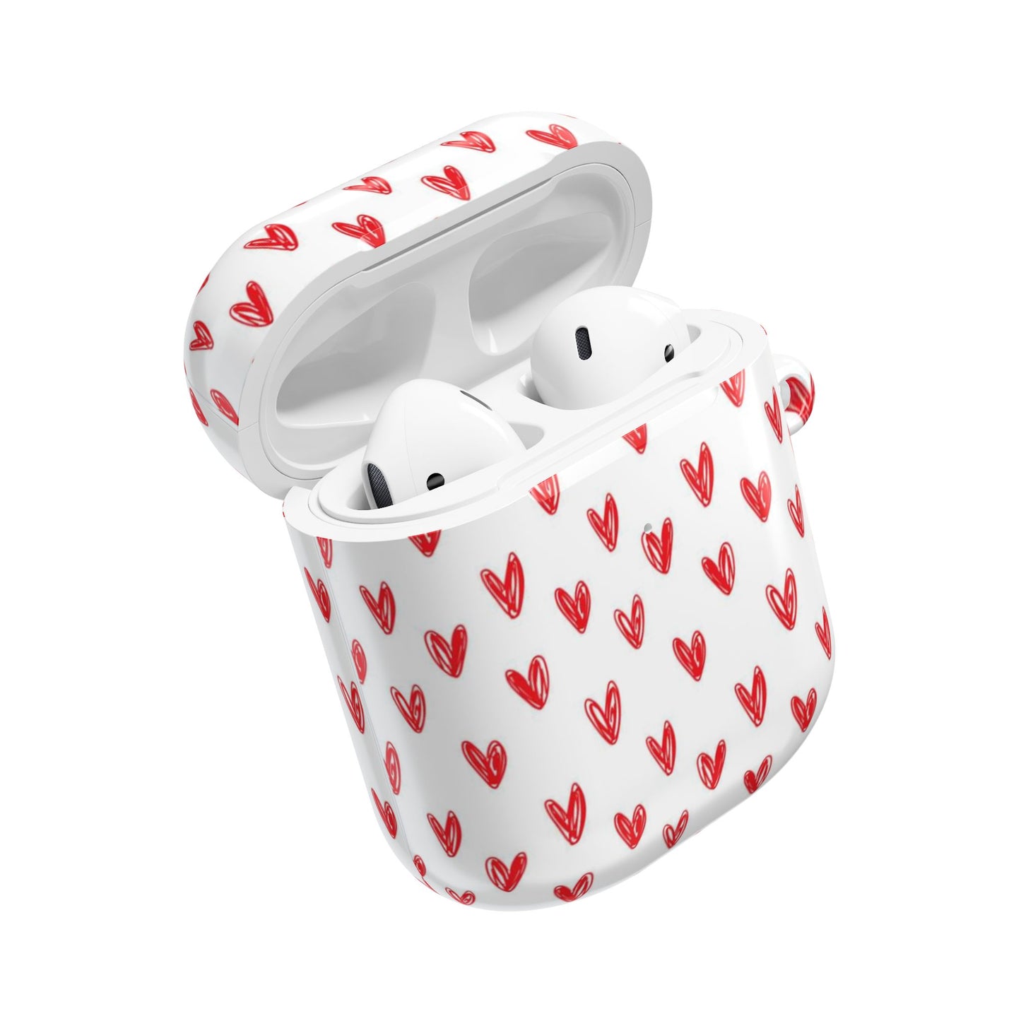 Handdrawn Red Hearts AirPod Case | Cute Heart Pattern AirPods Cover