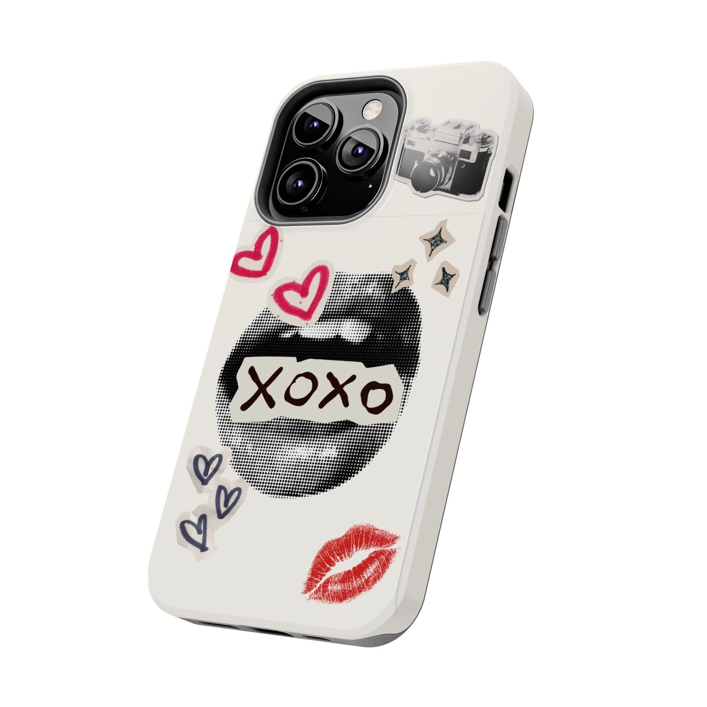 XOXO Lips Phone Case | Retro Pop Art Camera & Hearts