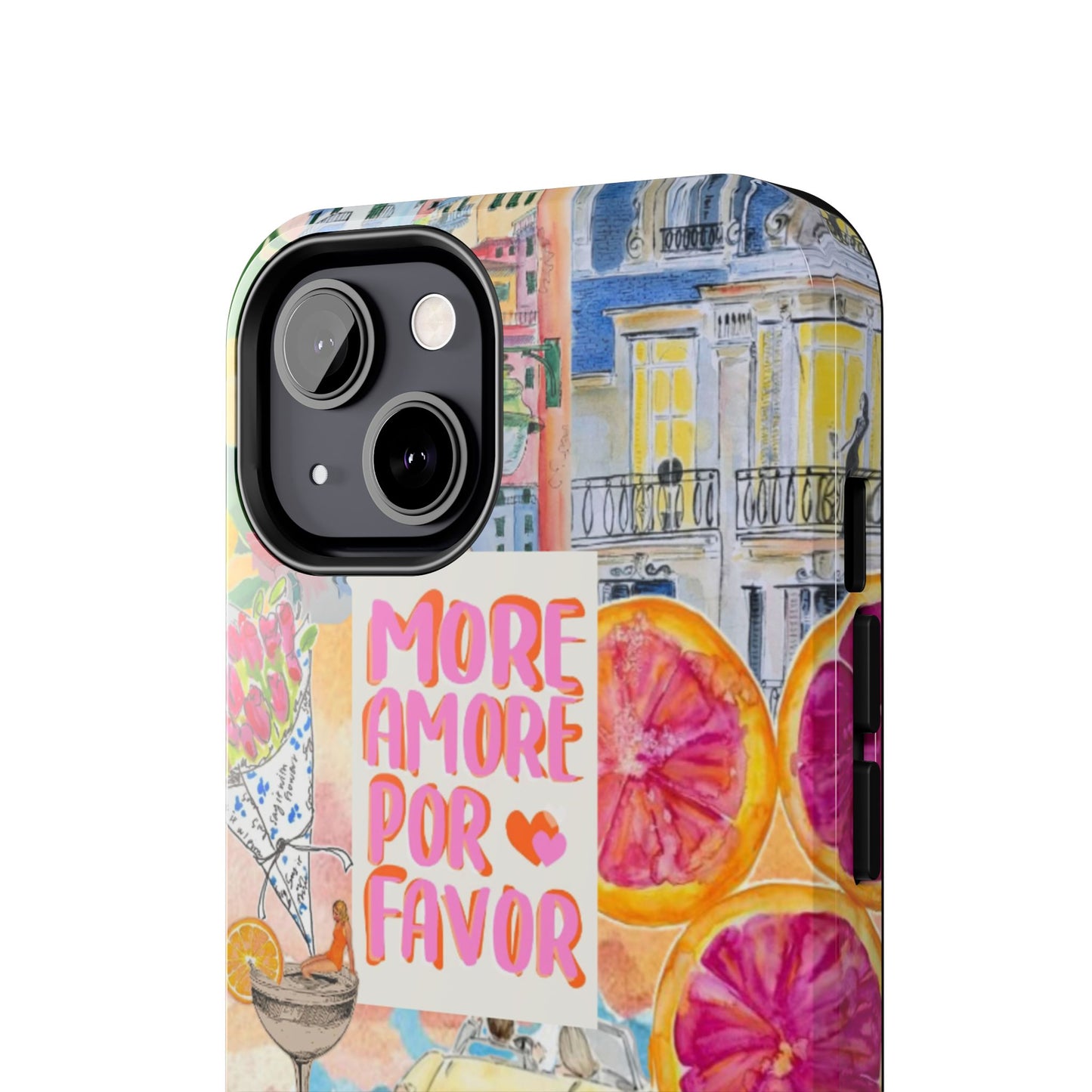 European Summers – Tough Phone Case  Tropical Watercolor Citrus & Seashell Design