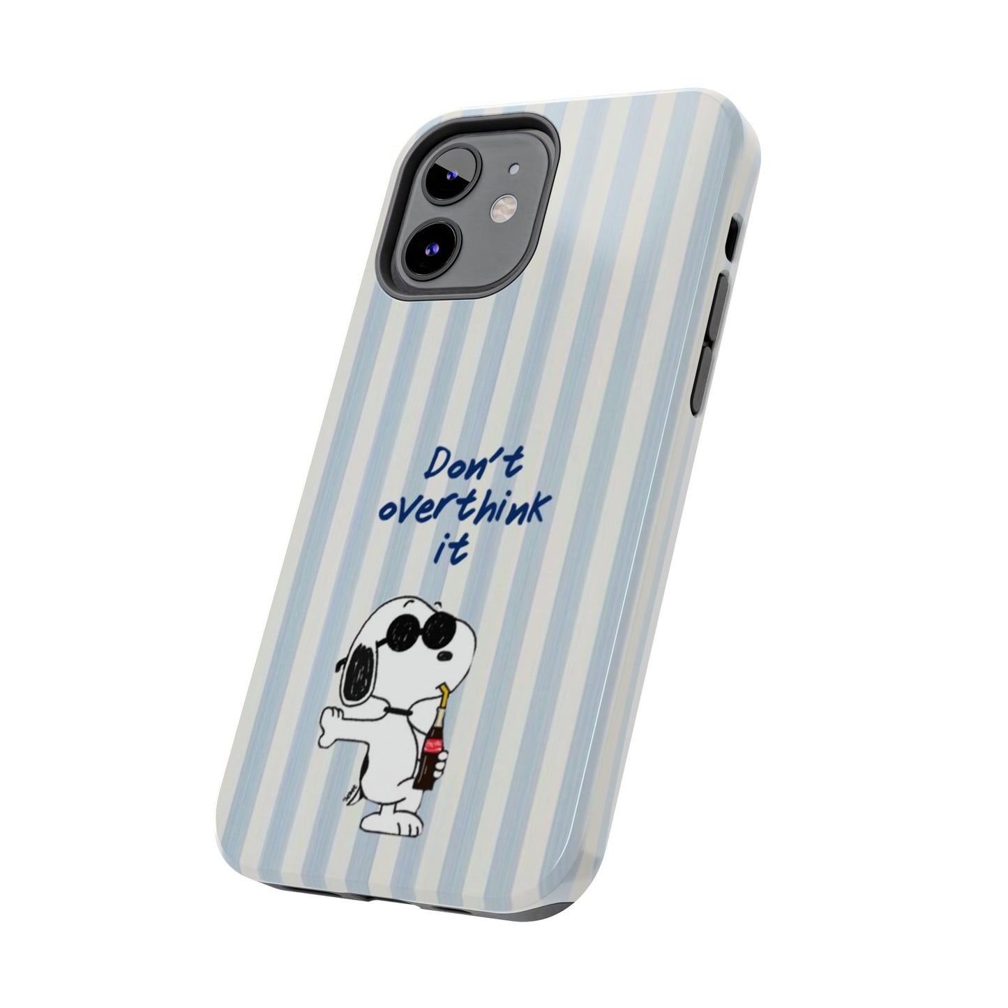 Snoopy "Don't Overthink It" Tough Phone Case — Striped Protective Cover