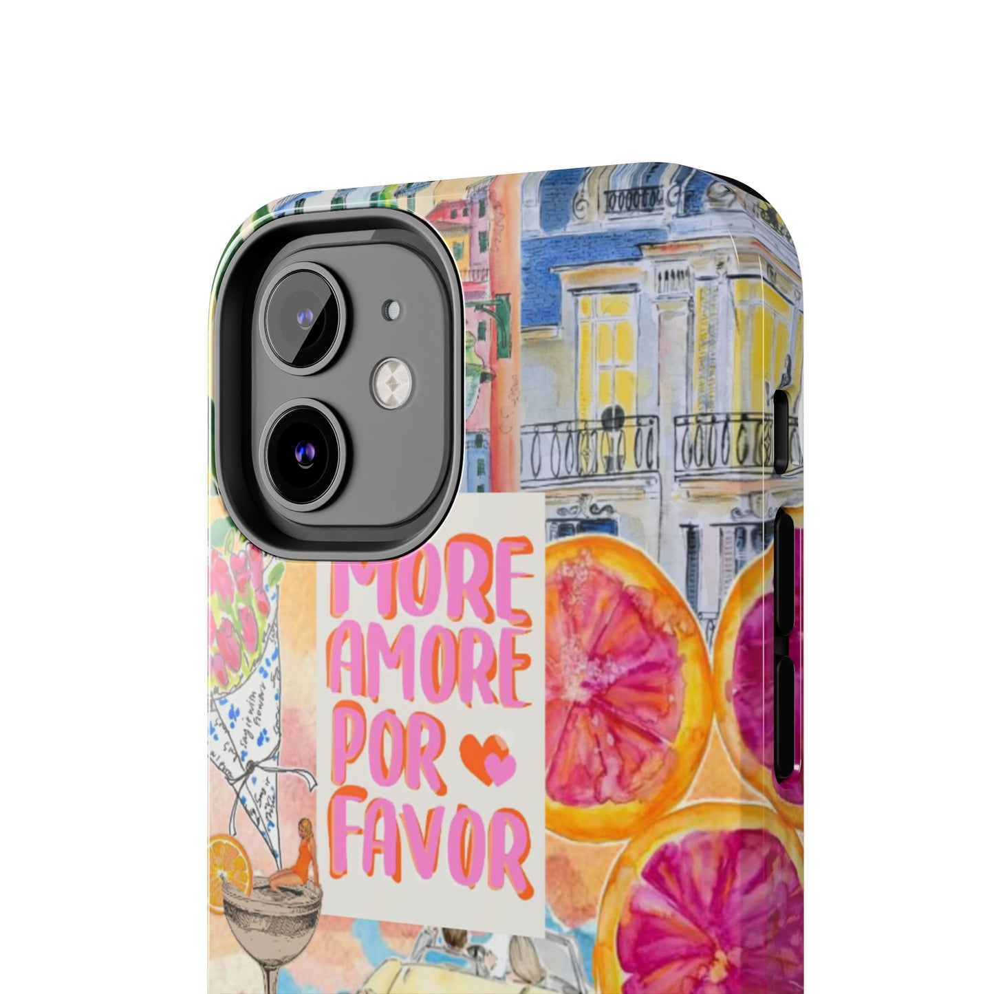 European Summers – Tough Phone Case  Tropical Watercolor Citrus & Seashell Design