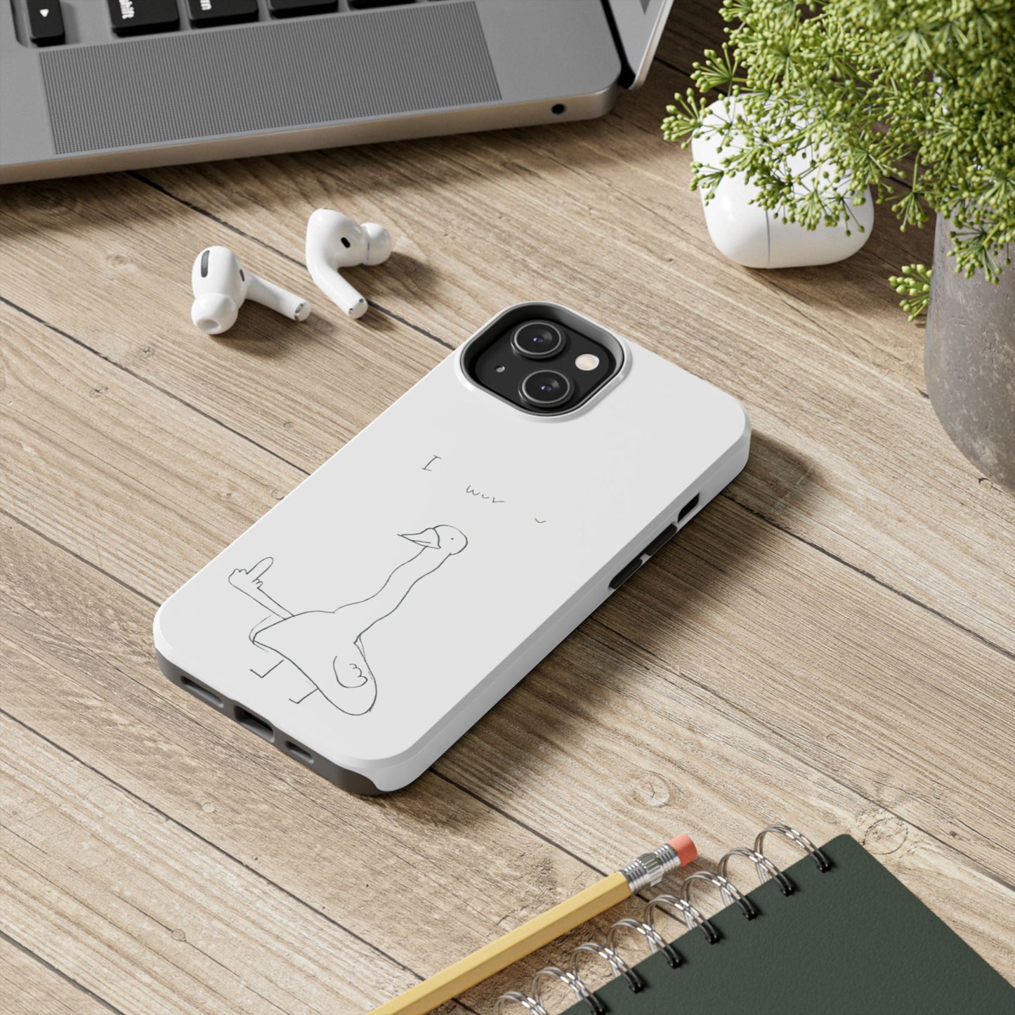 Funny Duck 'I wuv u'— Tough Phone Case